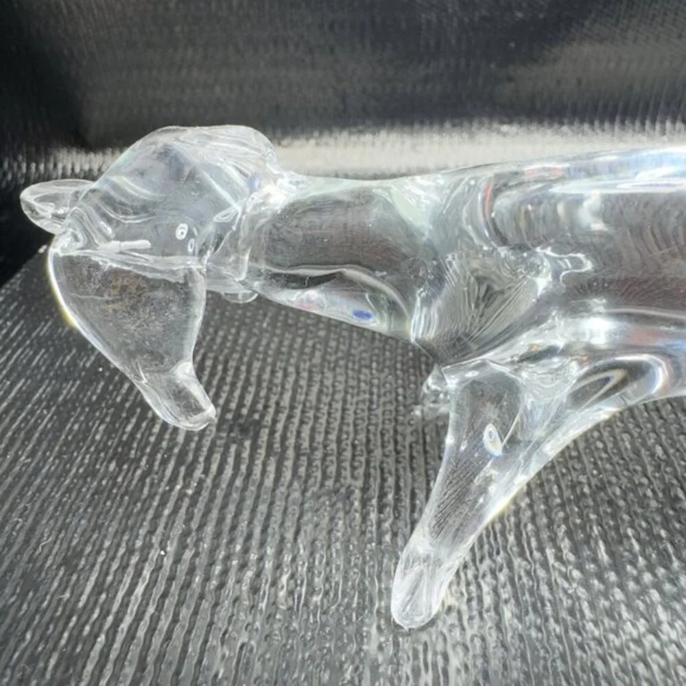 Vintage Clear Hand blown Art Glass Dachshund Wiener Dog Figurine Delicate Figure